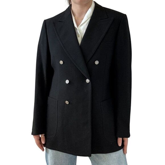 Vintage Seeger Black Wool Double Breasted Sport Coat Blazer Sz 40 - Picture 6 of 11